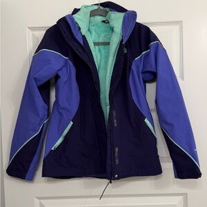 The North Face Two Set fuzzy jacket and rain snow coat